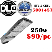 2018 novo DLC ETL China shenzhen fornecedor menor preço 5 anos de garantia 60-300 w 130lm / w 250 watt postes de luz rua